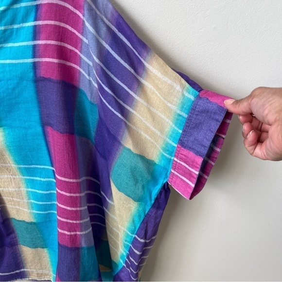 Soft Surroundings Painterly Plaid Popover Coastal Lightweight Oversized Hi-Lo S - Picture 5 of 9